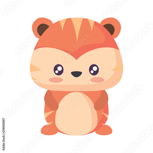 cute tiger icon over white background, vector illustration