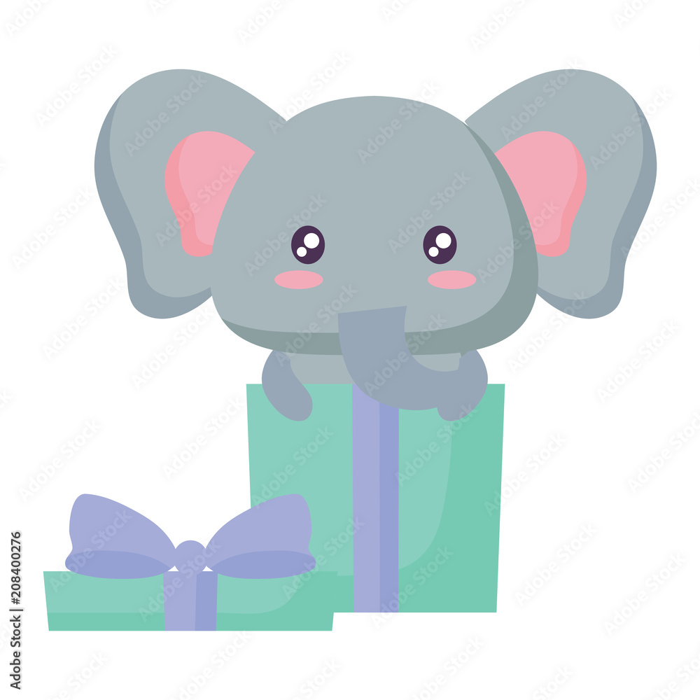 gift box with cute elephant icon over white background, vector illustration gift box with cute elephant icon over white background, vector illustration