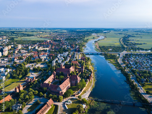 Aerial  The Castle of Malbork in Poland  summer time
