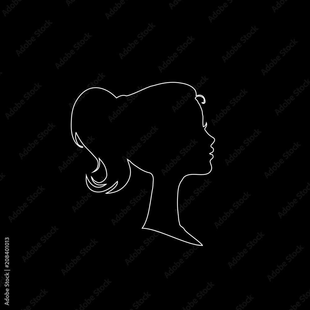 White profile silhouette of young girl or woman Vector Image