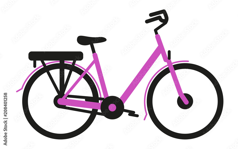 vélo ville femme électrique rose Stock Vector | Adobe Stock