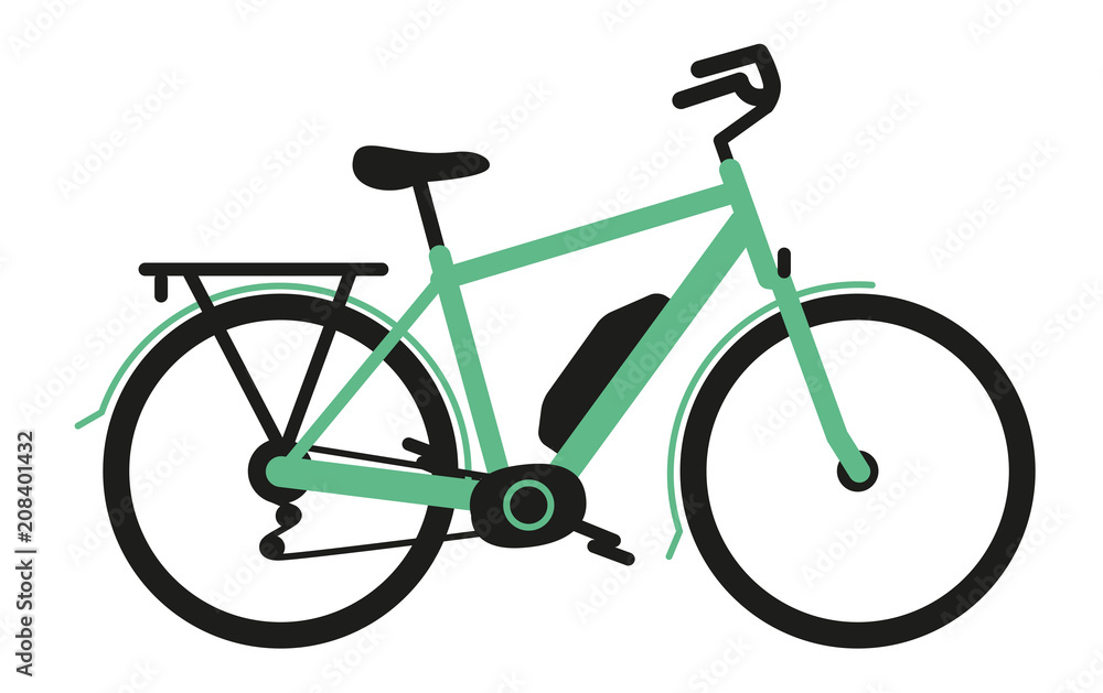 vélo ville homme électrique vert Stock Vector | Adobe Stock