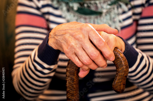 Close up of old woman hands