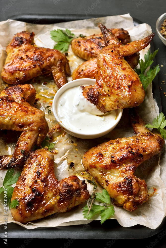 Grilled chicken wings with sauce Grilled chicken wings with sauce