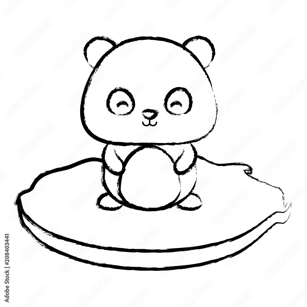 Obraz premium cute panda bear in the grass over white background, vector illustration