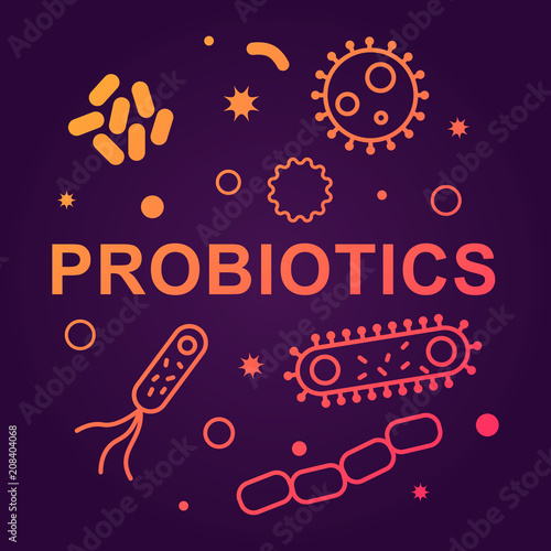 Bacterias and viruses icons. Vector illustration on dark background