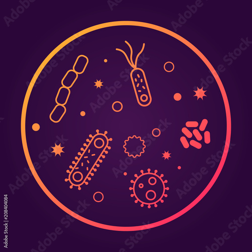 Bacterias and viruses icons. Vector illustration on dark background