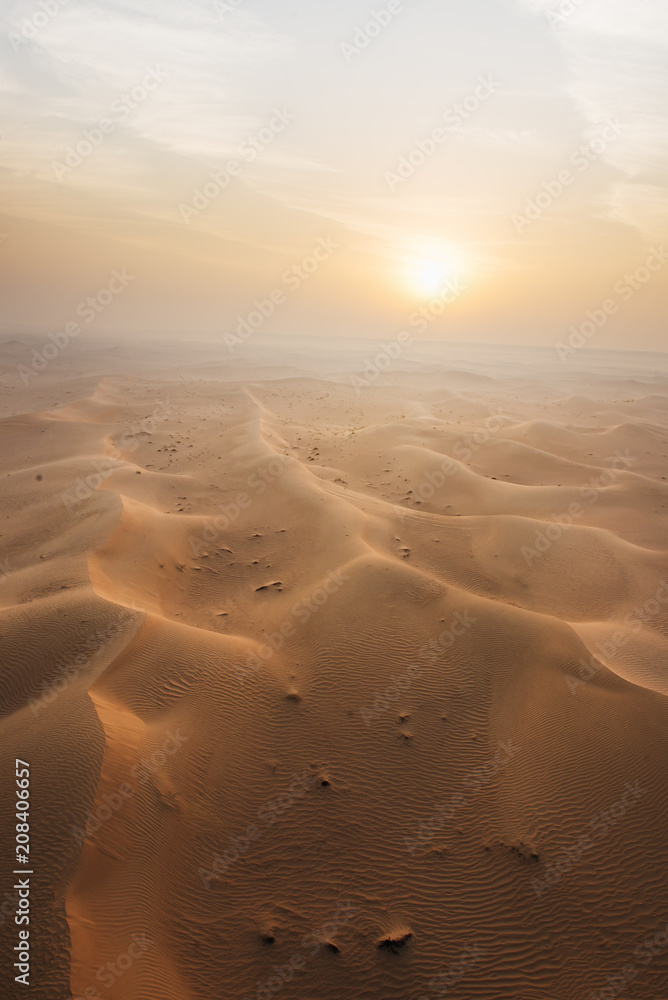 Morning rising sun in desert