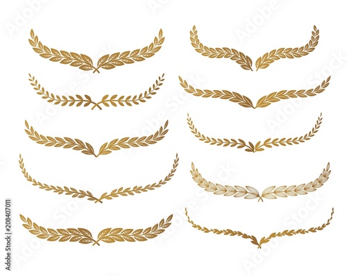Gold laurel set vector
