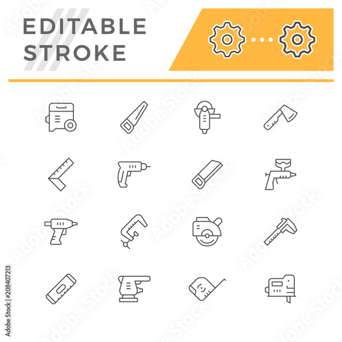 Set line icons of electric and hand tool