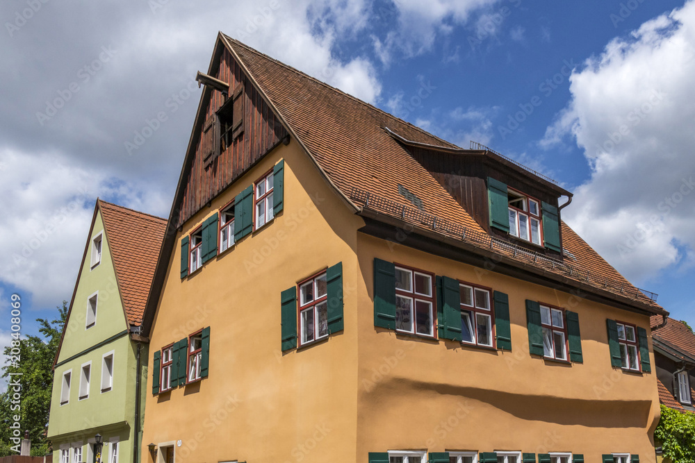 Colored old houses, Dinkelsbuhl, Romantic Road, Middle Franconia, Bavaria, Germany, Europe Colored old houses, Dinkelsbuhl, Romantic Road, Middle Franconia, Bavaria, Germany, Europe
