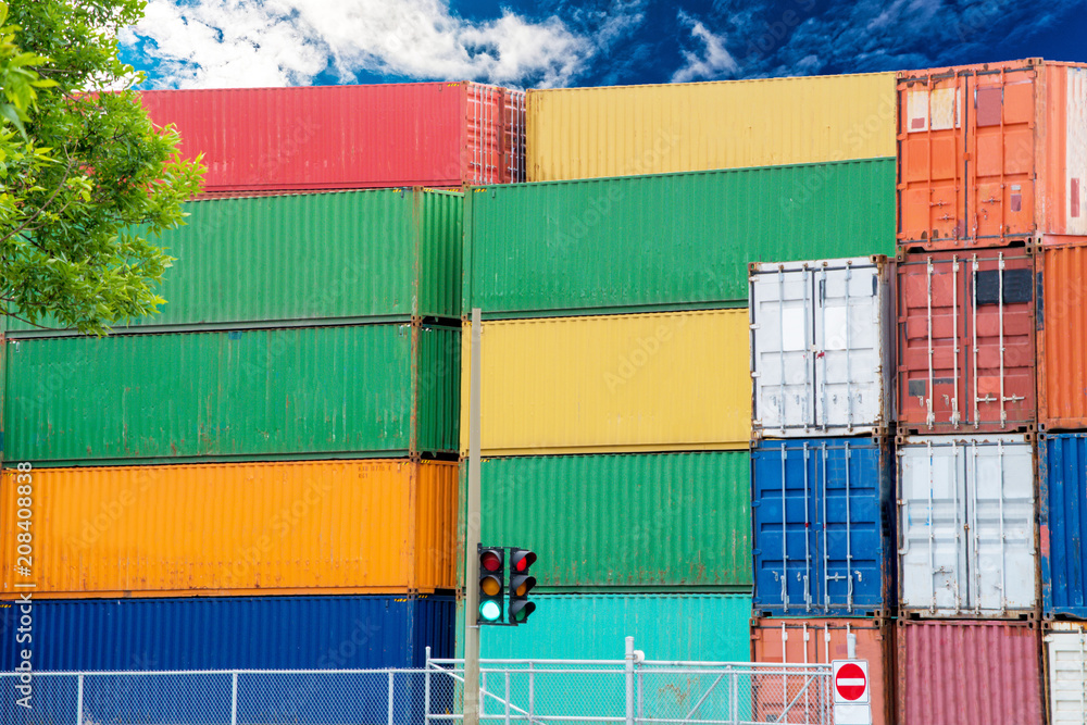 Fototapeta premium Metal containers for the carriage of goods by rail