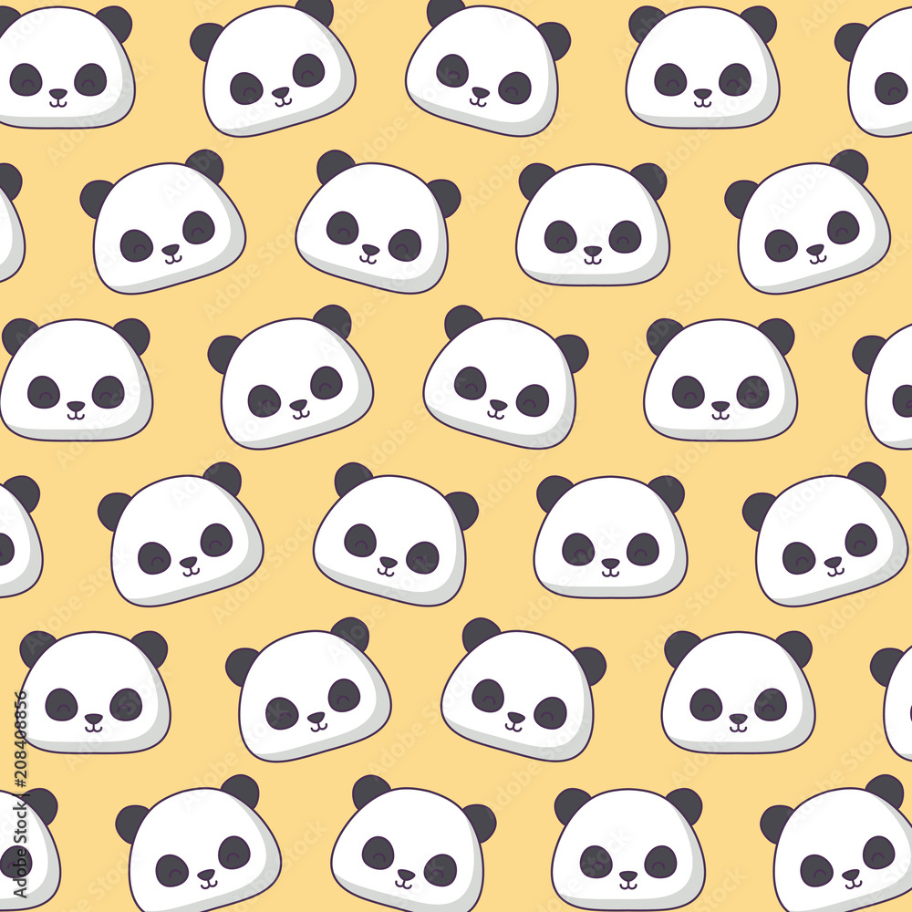 Fototapeta premium Background of Panda bear pattern, vector illustration