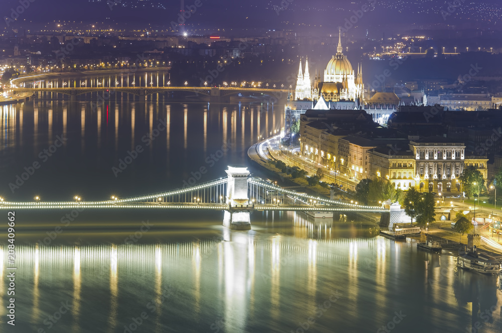 night scene of Budapest city view, Hungary