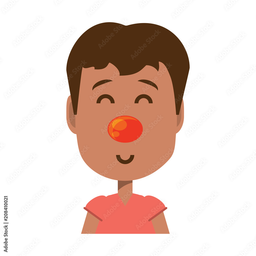 cartoon boy with clown nose icon over white background, vector illustration cartoon boy with clown nose icon over white background, vector illustration