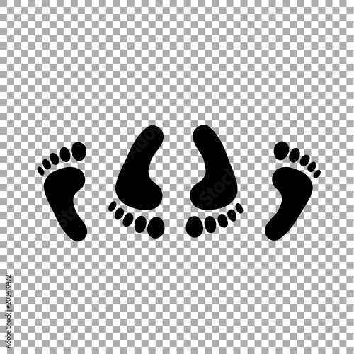 Black silhouette of feet of couple having sex sign simple icon.