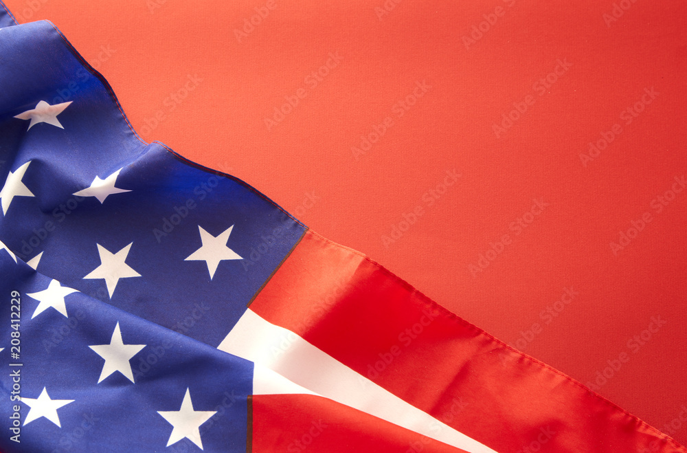 Fototapeta premium American flag on red background