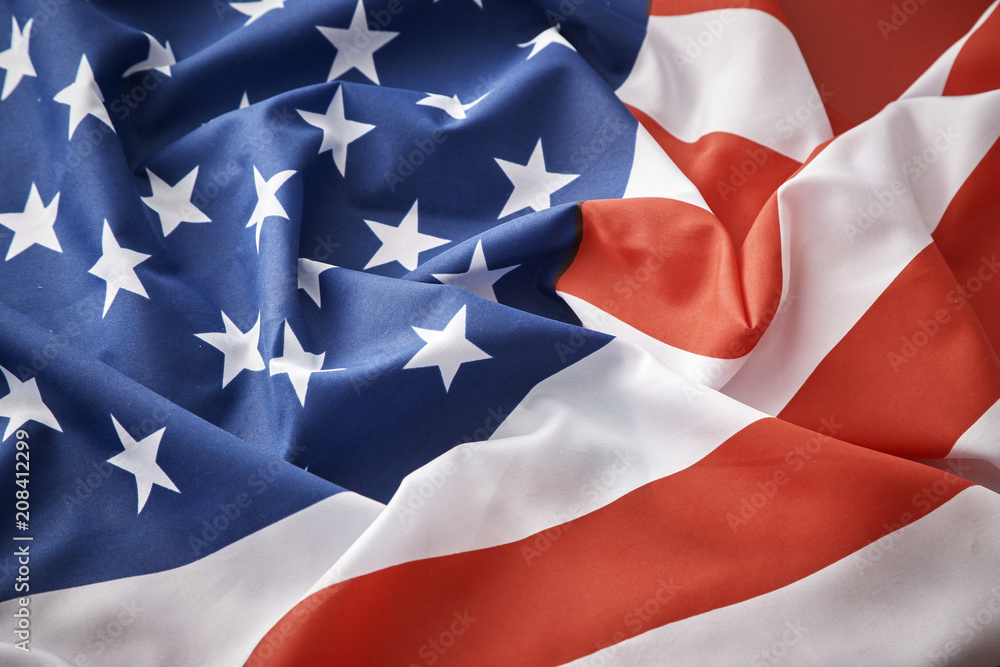 Fototapeta premium United States of America flag. Image of the american flag flying in the wind.