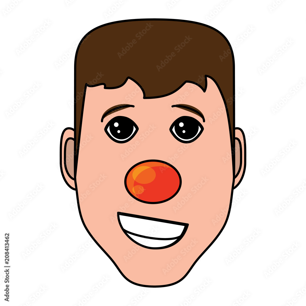 man with red nose icon over white background, vector illustration man with red nose icon over white background, vector illustration