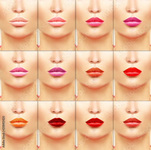 Color lips.Make up. Colored lipstick