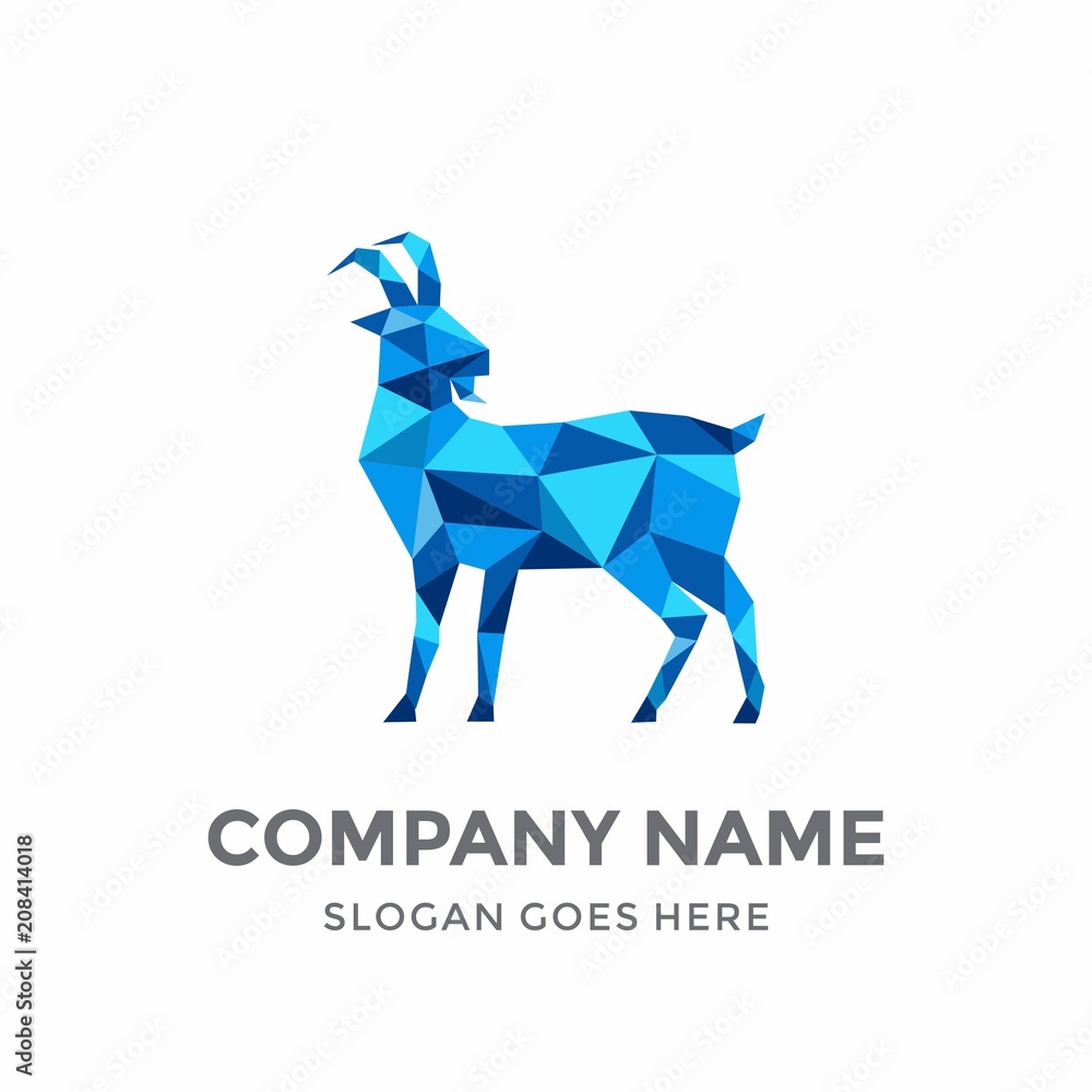 Goat Geometric Technology Blockchain Shape Blue Square Abstract Internet  Web Digital Horn Zodiac Capricorn Animal Logo Vector Design Template Icon  Symbol Stock Vector | Adobe Stock