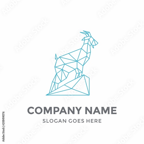 Goat Geometric Mountain Stone Technology Blockchain Line Abstract Antler Internet Web Digital Horn Zodiac Capricorn Animal Logo Vector Design Template Icon Symbol