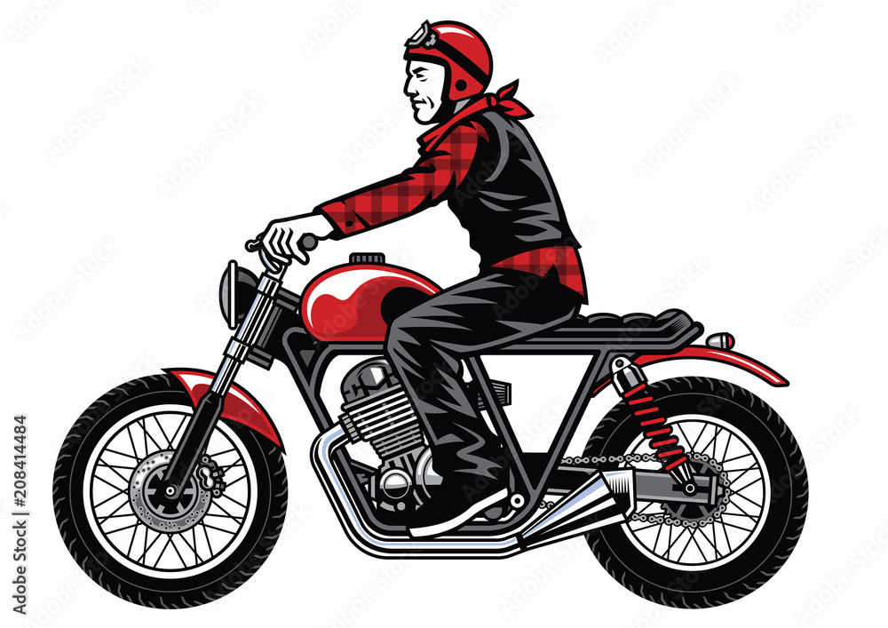 Fototapeta mężczyzna jedzie rocznika niestandardowy motocykl