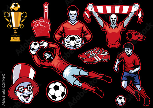 set of soccer concept