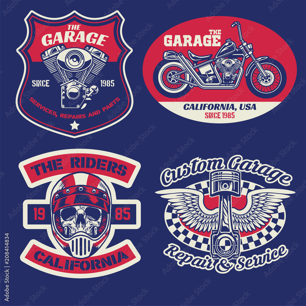 Fototapeta premium vintage badge set of motorcycle concept