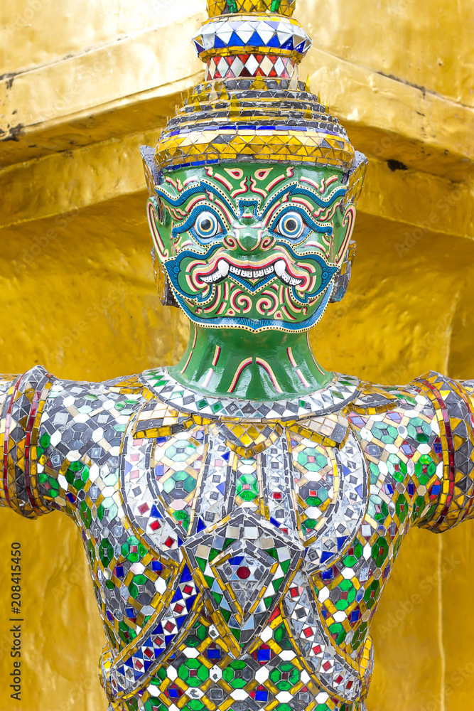 Fototapeta premium Face of giant in Temple of Bangkok, Thailand.