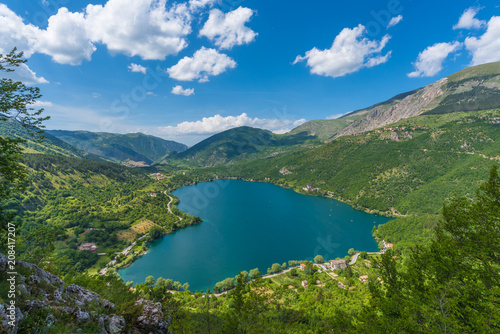 Lake Scanno (L'Aquila, Italy) - When nature is romantic: the heart - shaped lake on the Apennines mountains, in Abruzzo region, central Italy photo