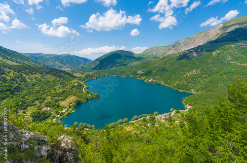 Lake Scanno (L'Aquila, Italy) - When nature is romantic: the heart - shaped lake on the Apennines mountains, in Abruzzo region, central Italy
