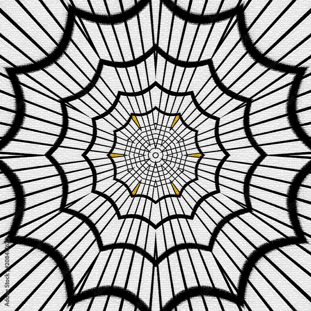 Obraz premium abstract spider web, black on white background, effect pixels