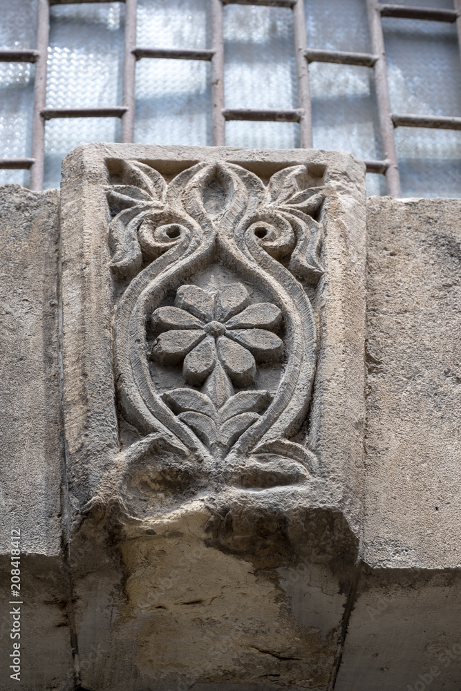 Traditional ornament of house door in Mardin, Turkey.