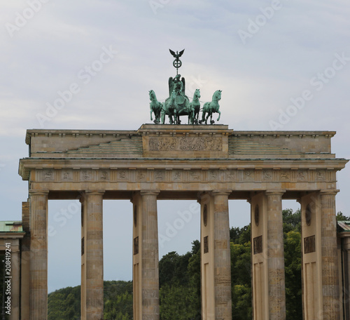 Great Brandenburg Gate in Berlin in Germany with four horses on