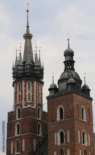 Krakow in Poland towers of the church of Santa Maria
