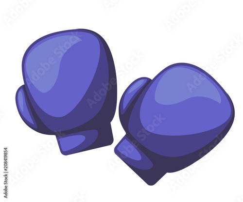 Boxing gloves icon. Two dark purple gloves. Vector illustration isolated on white background