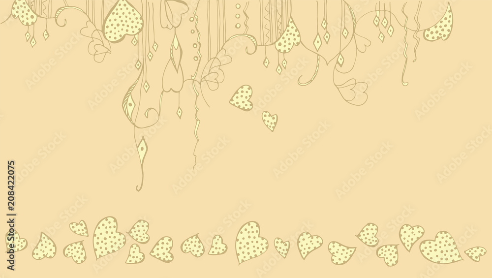 Oriental curls with hearts. Pattern in Arabic style. Prints for packaging in oriental style.
