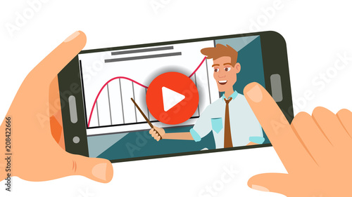 Video Tutorial Vector. Streaming App. Distance Education. Internet Services. Mobile. Online Player. Flat Isolated Illustration