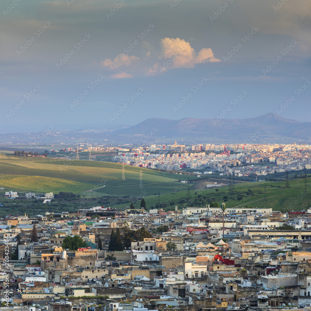 view to old and modern city with beautiful cloud in Morocco view to old and modern city with beautiful cloud in Morocco