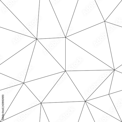 Seamless vector pattern, with line triangles. Low poly line art background.