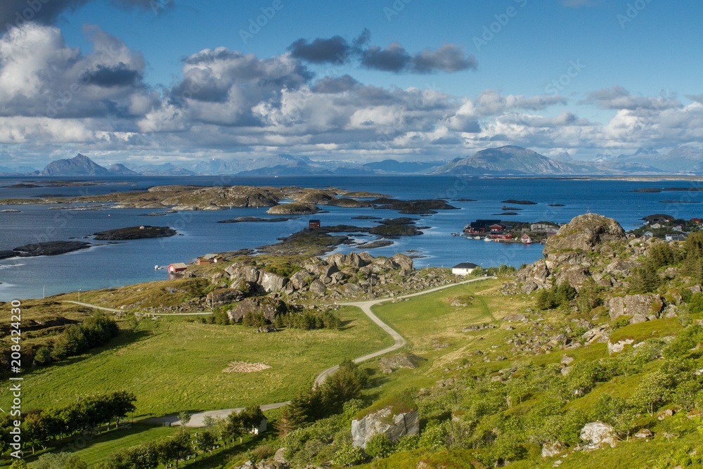 Beautiful Nature Norway natural landscape, Norwegian fjords, beautiful norwegian nature, scenic view on fjords, islands in Norway, scenery with islands and sea, open sea and sheltered bay