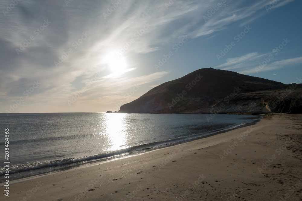 Sunrise on the beach of the Genoveses of Cabo de Gata