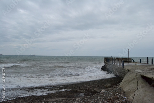 Storm on the Black sea (Russia, Krasnodar region, Tuapse). photo