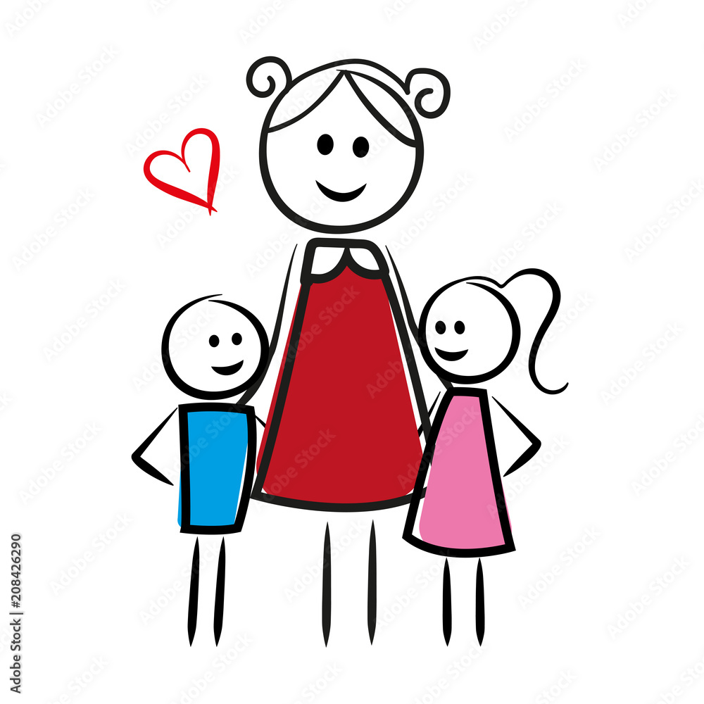 Frau umarmt ihre Kinder Frau umarmt ihre Kinder