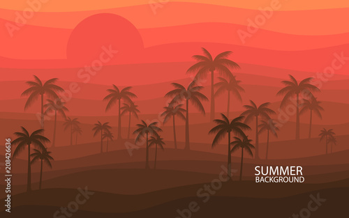 Creative Background with palm in sunset. beautiful and creative. for wallpaper  banner  print etc.