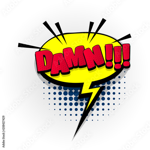 damn shit aggressive comic book text pop art