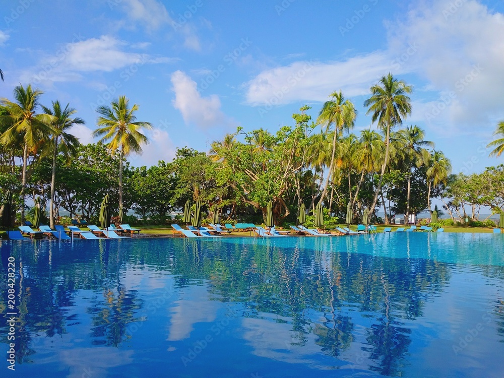 Beautiful swimming pool in tropical resort, Sri Lanka