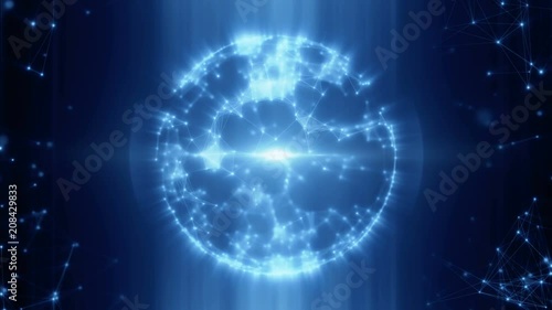 Wallpaper Mural Abstract sphere from connected plexus white dots and lines and a pulsating light in center Torontodigital.ca