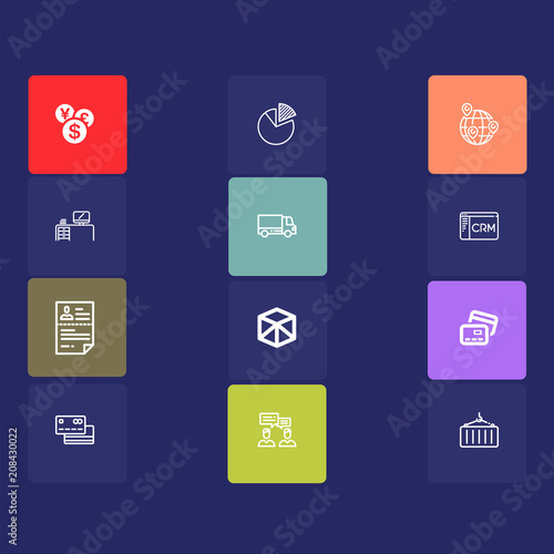 Set of business and finance icons.Trendy flat line icon pack .Vector illustration